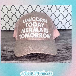 Sparkly Pink Unicorn Mermaid Hat